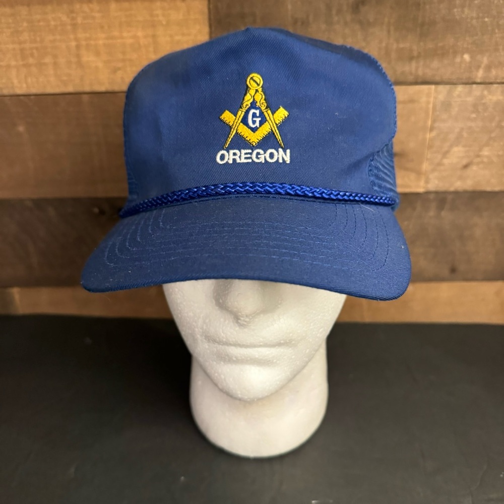 Vintage Oregon Free Mason Masonic Lodge Blue‎ Trucker Hat Otto Cap